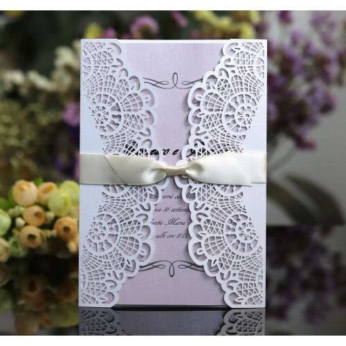 Beautiful Invitation Card Wedding  Decoration Laser Cut Iridescent Paper